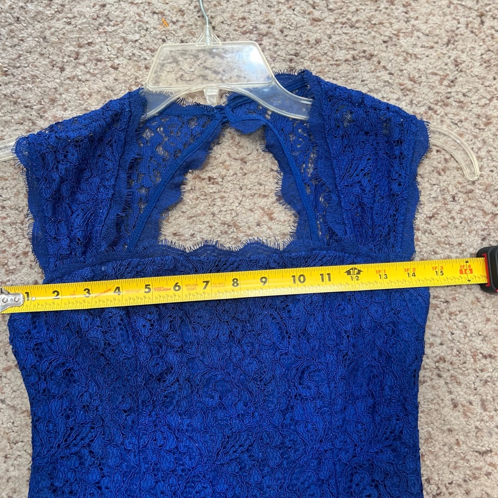 Adrianna‎ Papell Blue Lace Sheath Mini Party Wedding Guest Event Dress Size 2 - Picture 10 of 12